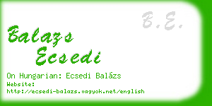 balazs ecsedi business card